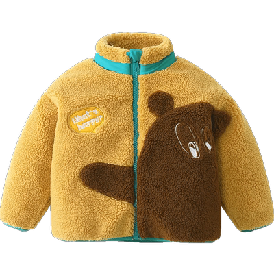 齐齐熊宝宝外套秋冬羊羔绒