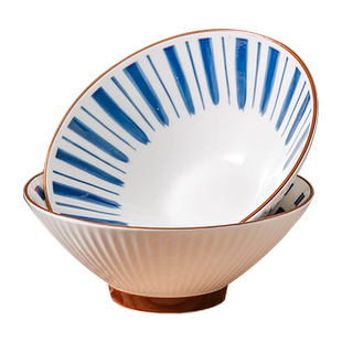 竹木本记陶瓷面碗汤碗餐具釉下彩斗笠碗靓丽春光8英寸可微波