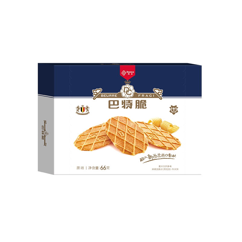 丹夫华夫饼干巴特脆黄油早餐面包脆解馋零食健康营养纤脆醇滑66g