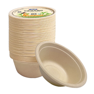 洁成一次性碗纸碗耐高温食品级装不带盖加厚家用本色