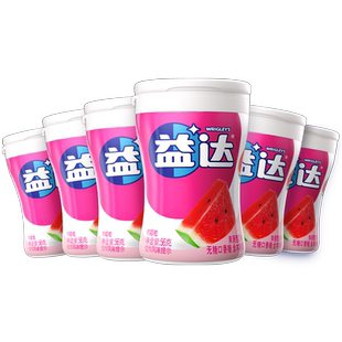 益达无糖木糖醇口香糖果西瓜味约40粒56g×6瓶清新口气休闲小零食