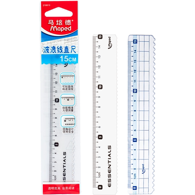 马培德波浪线刻度清晰圆角直尺