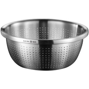 包邮 国风304不锈钢淘米篮洗米漏盆洗菜盆过滤桶沥水篮大号洗米箩