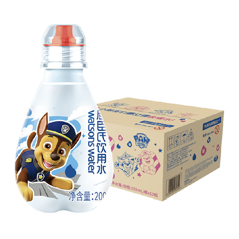 屈臣氏汪汪队饮用水200ml*12瓶非矿泉蒸馏水整箱便携