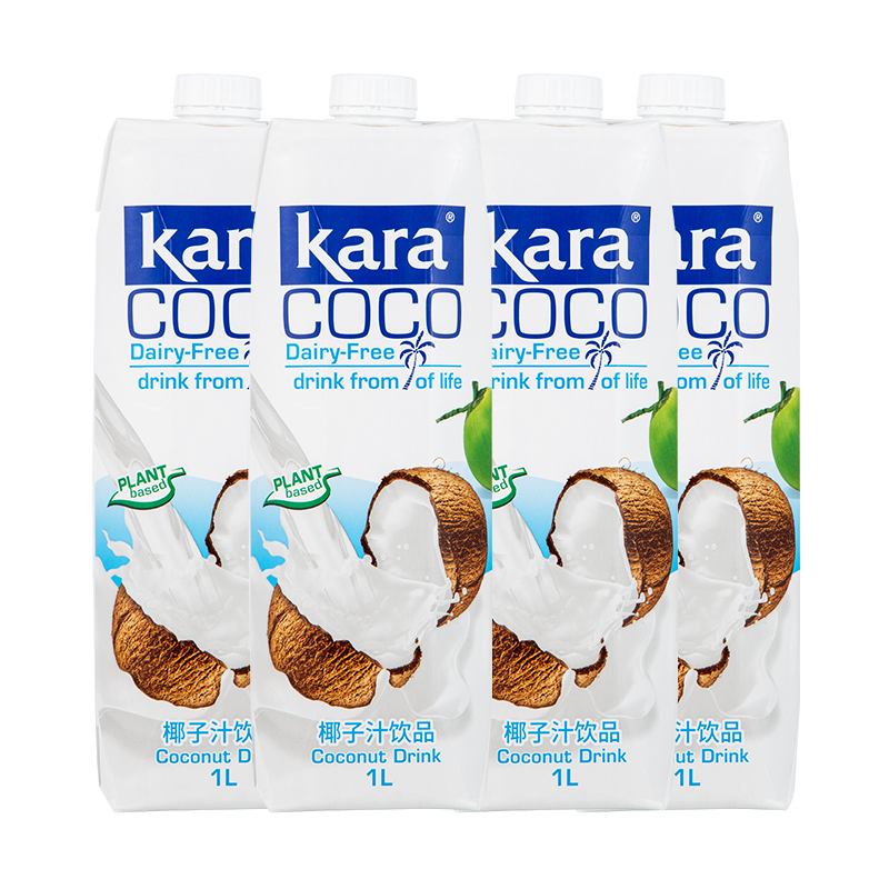 Kara Coco椰子汁1L*4瓶椰肉椰汁椰奶饮品饮料椰子奶