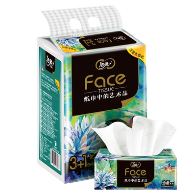 洁柔4层80抽4包face油画纸巾
