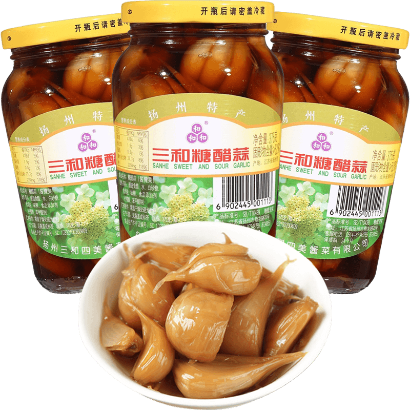 三和四美酱菜糖醋蒜375g*3瓶咸菜小菜下饭菜蒜头火锅蒜扬州特产