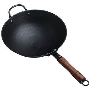 臻三环老式铸铁锅不易粘锅无涂层老式铁锅家用炒锅炒菜锅炖锅