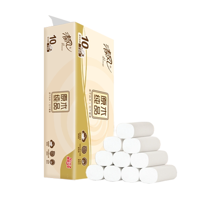 清风原木无芯卷纸75g10卷4层厕纸