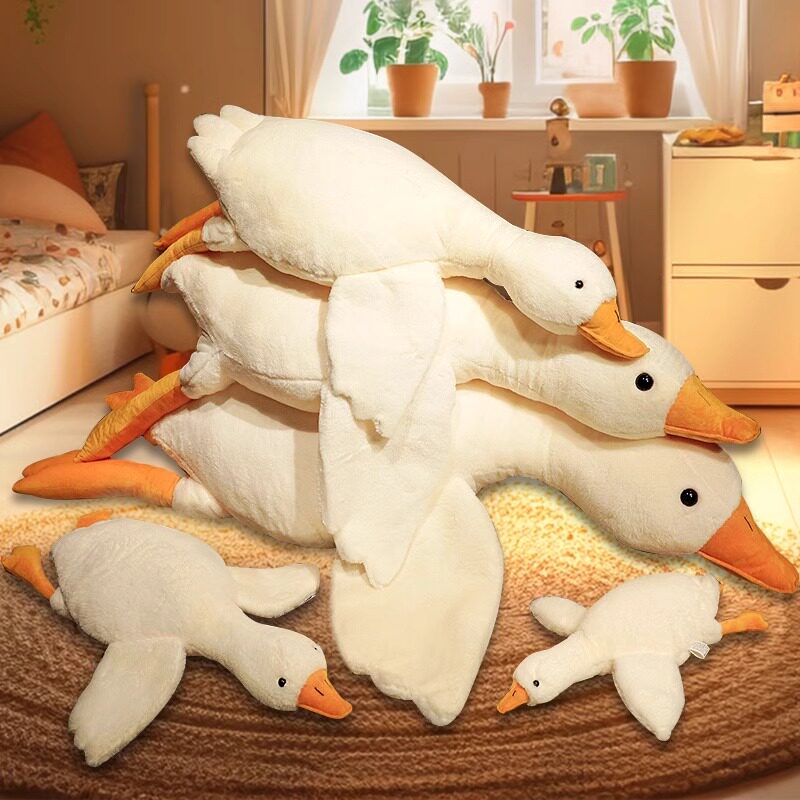 큰 흰색 거위 베개 인형 플러시 장난감 인형 오리 잡아 잠자는 소녀 첫 번째 생일 선물