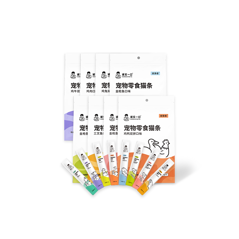 诚实一口猫咪零食0胶0诱幼猫成猫猫条10g*5条*16包