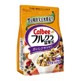 Calbee/卡乐比黑豆和青大豆水果谷物高蛋白即食富果乐麦片600g