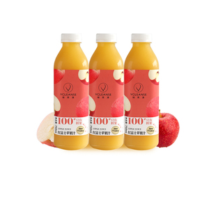 维果清100%红富士苹果汁HPP鲜榨冷藏果汁 纯果汁 饮料750ml*3瓶