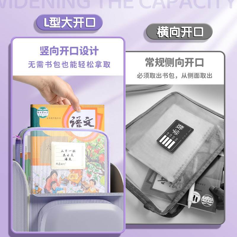 무료 배송 BAI YI L 자형 투명 메쉬 과목 분류 가방 대형 개방 파일 가방 학생 지퍼 휴대용 시험 가방