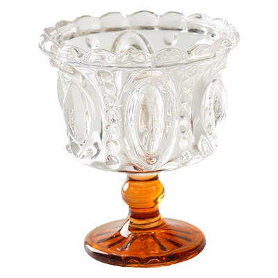 舍里轻奢浮雕高脚玻璃杯