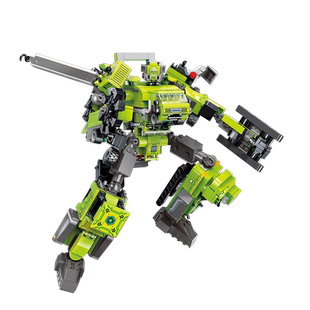 【包邮】启蒙积木玩具六合一超集变机甲卡车挖掘机吊机儿童礼物