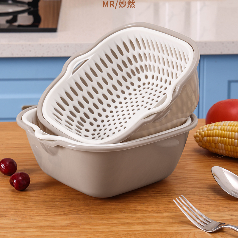 妙然加厚双层家用多功能沥水篮