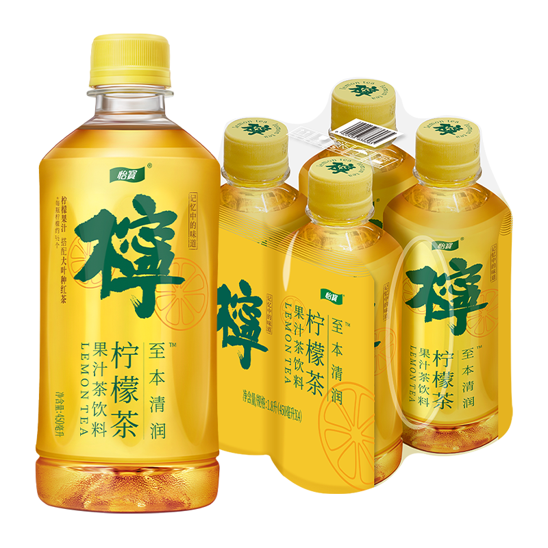 怡宝至本清润柠檬茶果汁茶饮料450ml*4瓶膜包