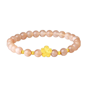 佐卡伊桃之夭夭黄金桃花手链金珠太阳石足金手串转运珠送女友礼物