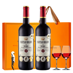 雍天法国原瓶进口上梅多克AOC干红葡萄酒红酒双支礼盒装750ml*2瓶