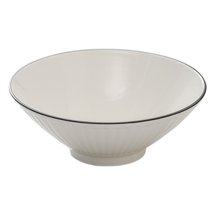 竹木本记面碗斗笠碗大汤碗饭碗陶瓷餐具家用单个装8英寸白色