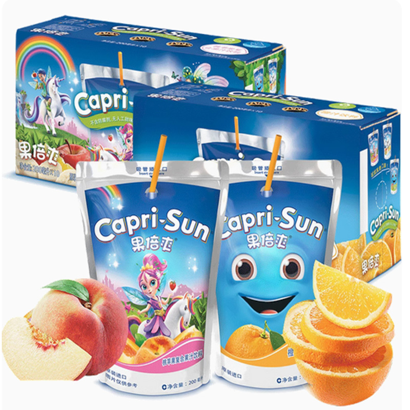 果倍爽橙子桃苹果汁200ml×20包
