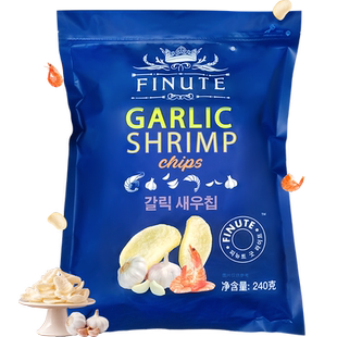 进口韩国趣莱福休闲网红膨化追剧解馋零食蒜味鲜虾片薯片大礼包
