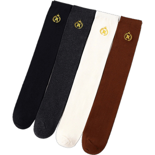 儿童长筒袜过膝袜女童高筒男童长袜宝宝袜子学生黑色白色中筒秋冬