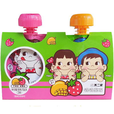 不二家草莓味芒果味吸吸果冻156g