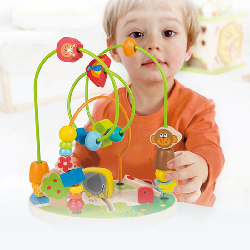 Hape森林游乐园绕珠1-3-6周岁宝宝婴儿智力大号串珠儿童益智玩具