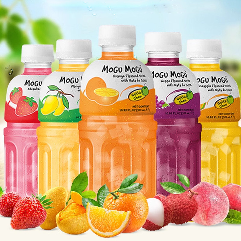 泰国进口摩咕摩咕MOGU果汁饮品水蜜桃葡萄味椰肉果粒解渴饮料
