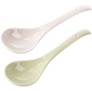 千屿奶油风陶瓷汤勺家用大号长柄喝汤勺子高颜值吃面勺盛汤匙1只