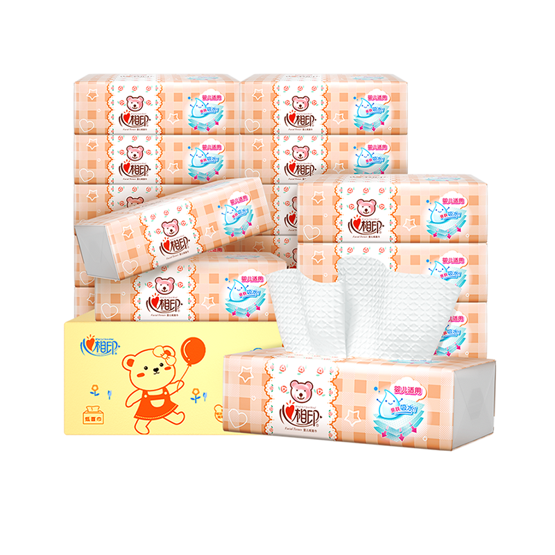 【下拉领优惠】心相印婴儿抽纸多规格婴幼儿宝宝专用纸巾面巾纸