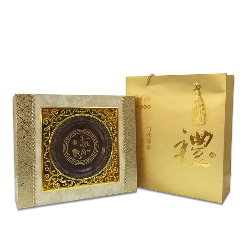 100克0克装羊肚菌通用木盒礼品盒配手提袋