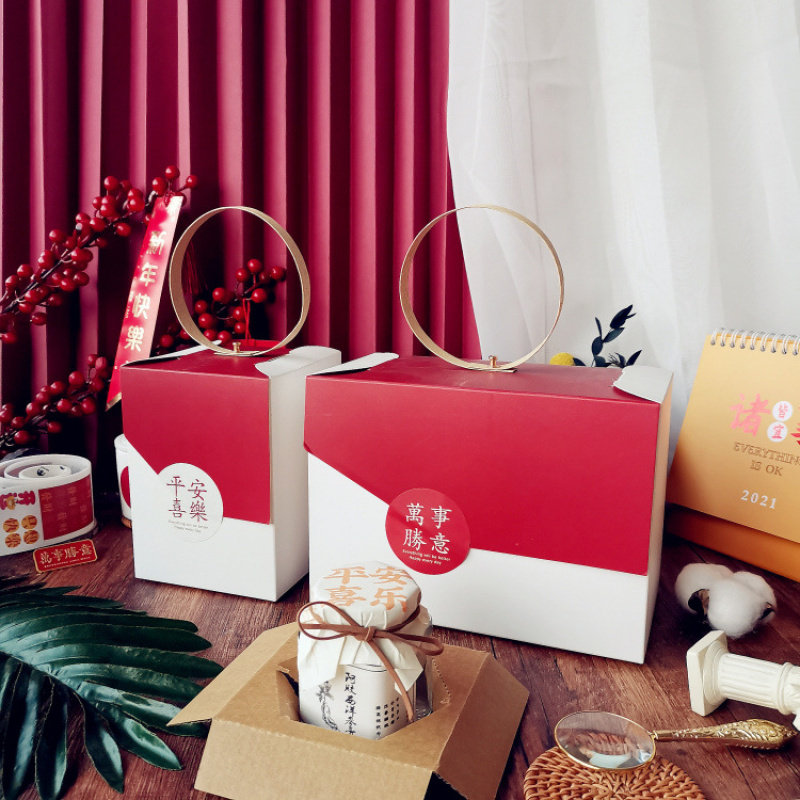 新年包装盒蜂蜜礼盒阿胶西洋参膏燕窝黑松露酱海鲜辣椒酱盒手提盒