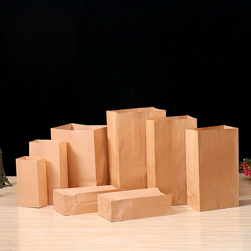 零食西点面包袋牛皮纸包装袋早点食品纸袋方底外卖打包袋定做