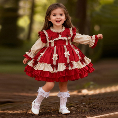 西班牙蓬蓬蛋糕裙新年服装女童