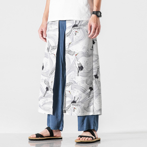 20夏季大码风仙鹤拼接汉服禅茶服古风仙气裙裤哈伦裤 K88/P70图片
