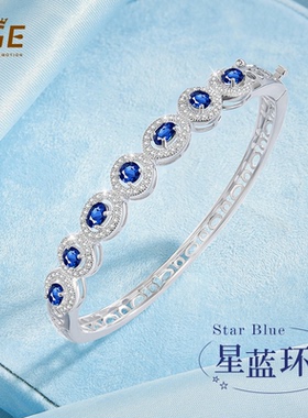 天然蓝宝石纯银手镯2026新款