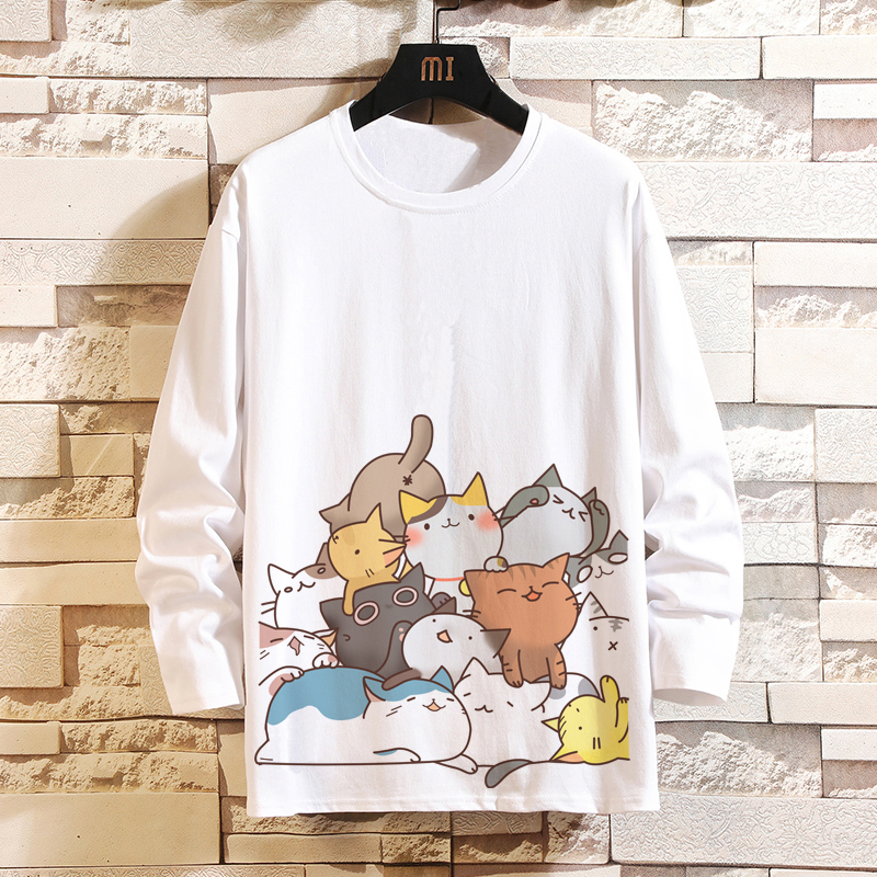 新款长袖T恤潮创意动漫猫咪衣服