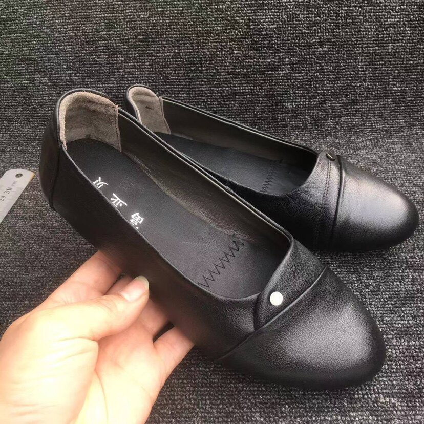 厂家库存真皮头层牛皮女单鞋软底平底缺码清仓特价捡漏工作妈妈鞋