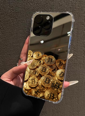 黄金BT币苹果适用iPhone17苹果16ProMax手机壳吸金暴富15荣耀100华为Mate70Pro镜面P8发财oppo高能量vivo小米