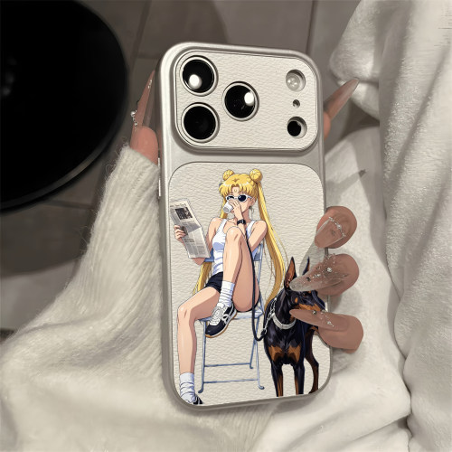 ins风美少女战士适用iPhone17e苹果14手机壳16ProMax皮纹15镜面14磁吸11补妆镜子13大视窗12少女款Xs复古健身