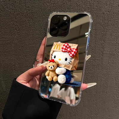 M记KT猫适用iPhone17苹果14手机壳16ProMax荣耀90小熊公仔15华为Mate70补妆P60镜面P80小米40三星S25可爱少女