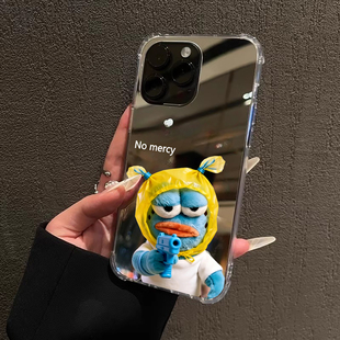 毫不留情拽鱼iPhone17e苹果14手机壳16ProMax荣耀90比奇堡15华为Mate70Pro镜面P80小米vivo女13三星S25丑萌op