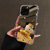 2026黄金KT猫适用iPhone17ProMax苹果14手机壳16荣耀华为Mate60高级感13镜面15发财P70奢华9补妆oppo暴富vivo