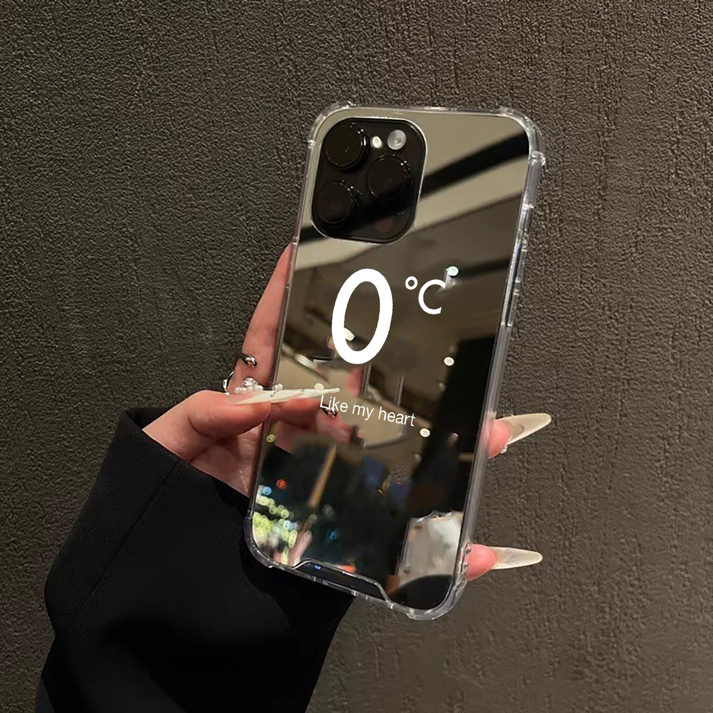 零度的心苹果适用iPhone17苹果15手机壳16ProMax荣耀90个性华为Mate70Pro镜面P80简约补妆oppovivo创意英文软