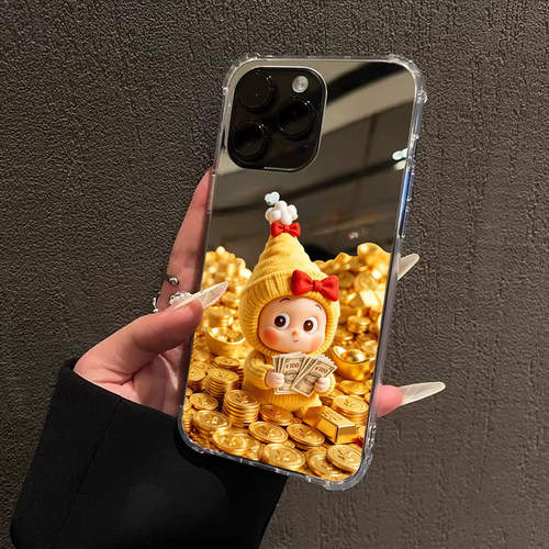 可爱数钱星星适用iPhone17e适用苹果14手机壳16ProMax黄金15华为Mate70Pro镜面P80小米vivo13软三星S25少女款