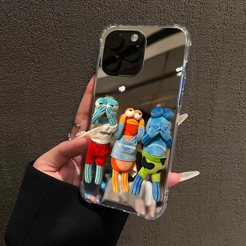 不看不听不说鱼适用iPhone17e适用苹果14手机壳16ProMax比奇堡15华为Mate70Pro镜面P80小米vi女13三星S25丑萌