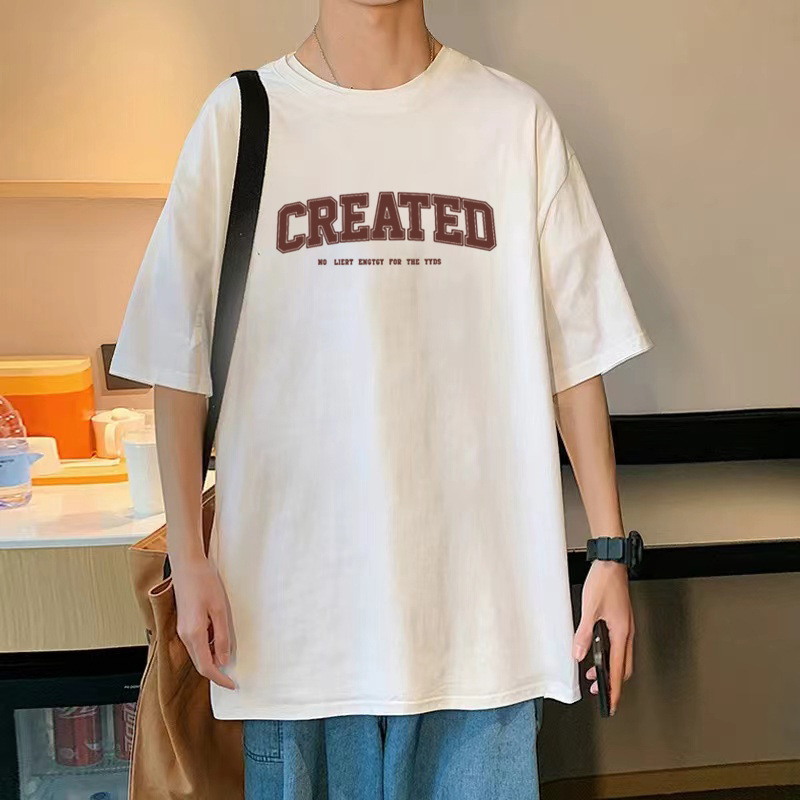 纯棉短袖男潮牌夏季新款宽松大码简约印花打底学生潮流半袖上衣T